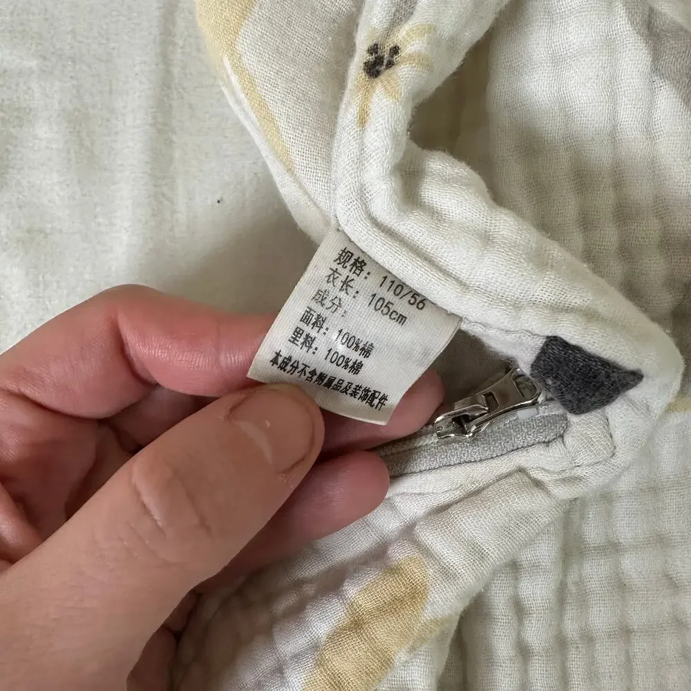 Gender Neutral Bunny Zip Up Linen Sleep Sack w/ Snap Off Sleeves Sz 105cm